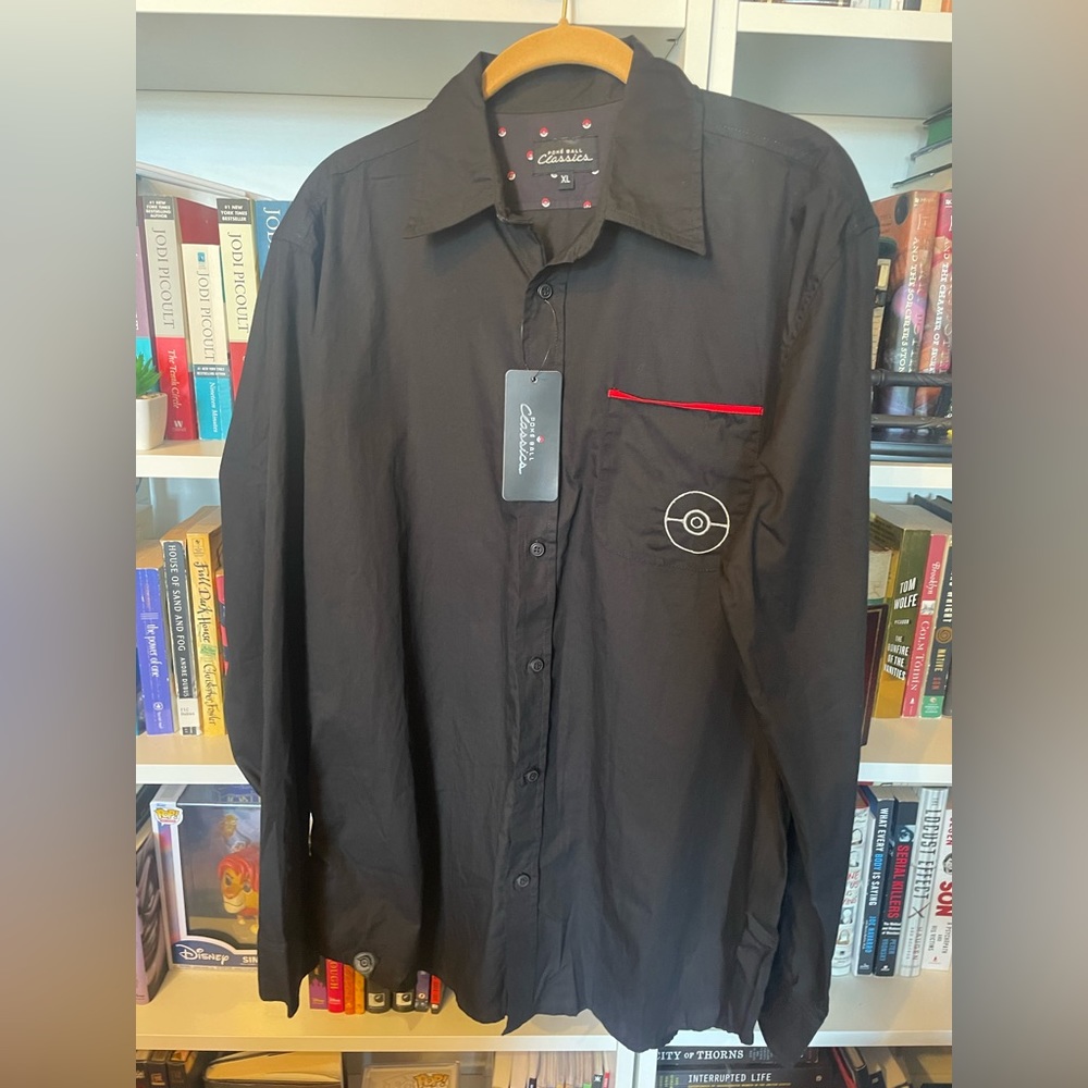 Pokémon Poké Ball Black Button Down Long Sleeve Dress Shirt